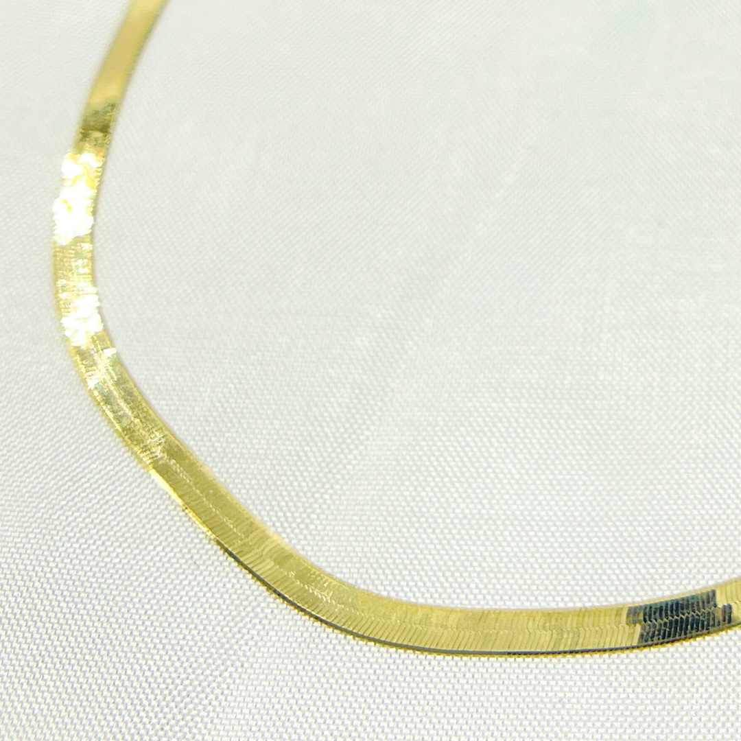 14k Solid Yellow Gold Herringbone Chain