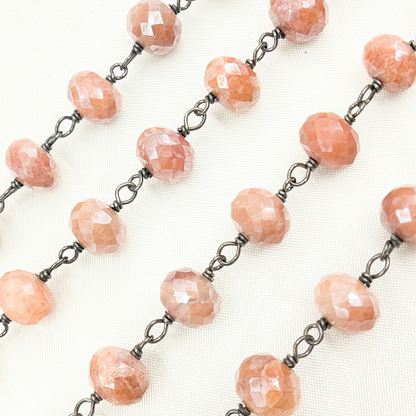 Coated Agate Peach Oxidized Wire Chain