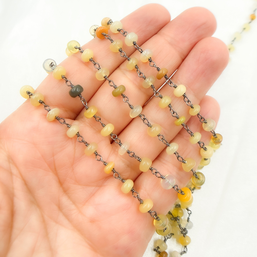 Ethiopian Opal Oxidized Wire Chain.