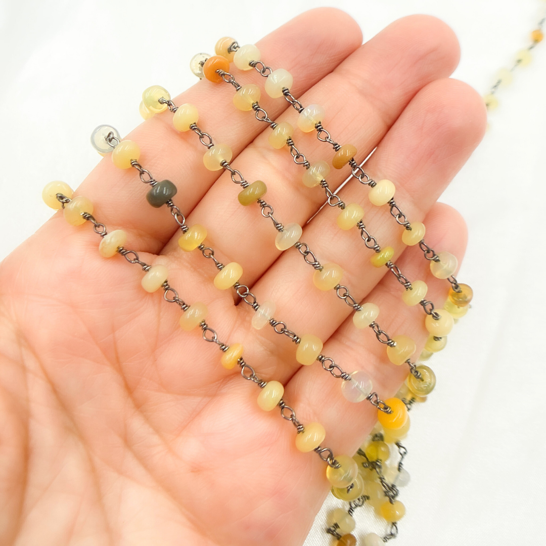 Ethiopian Opal Oxidized Wire Chain. ETH5