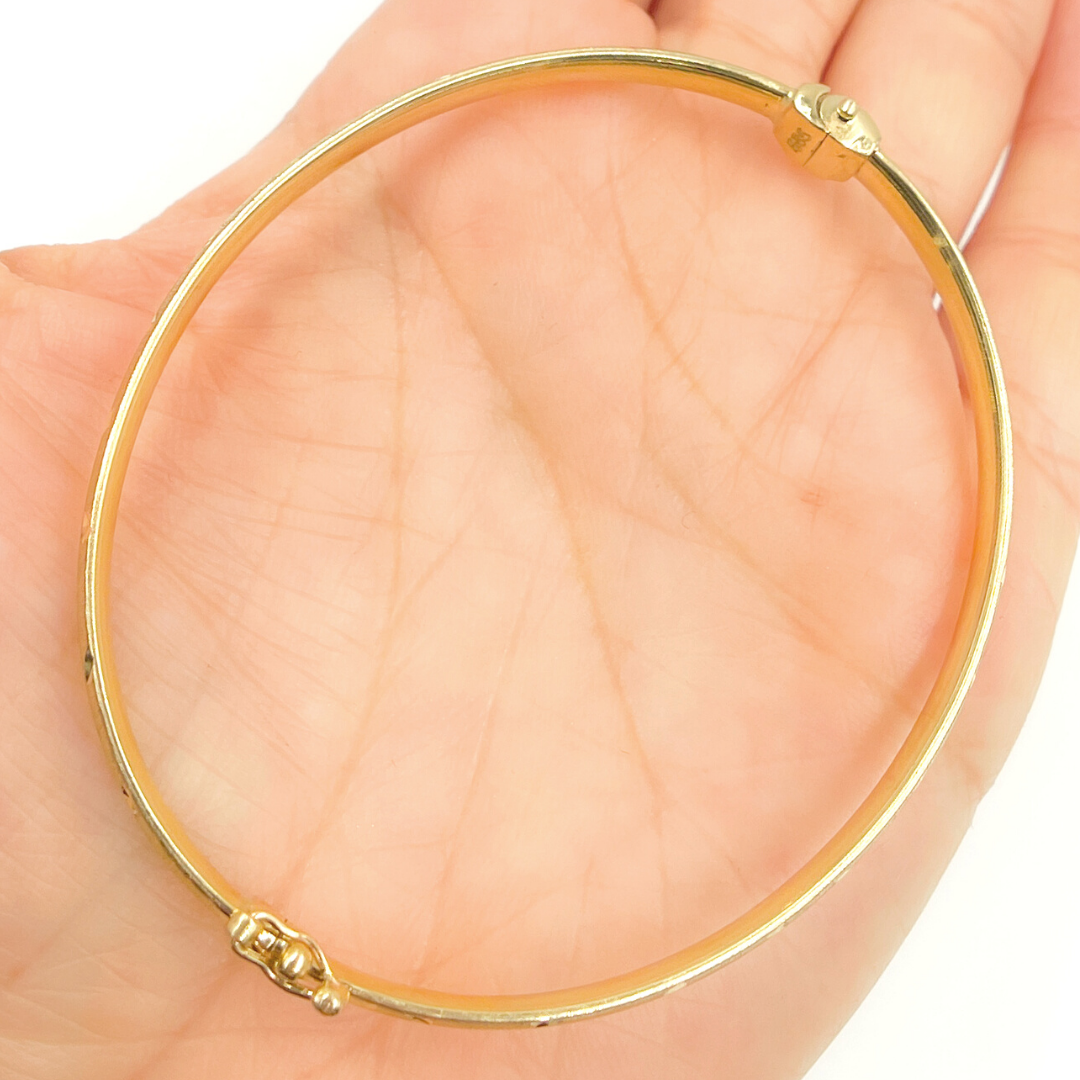 14K Solid Gold Matte Textured Bangle