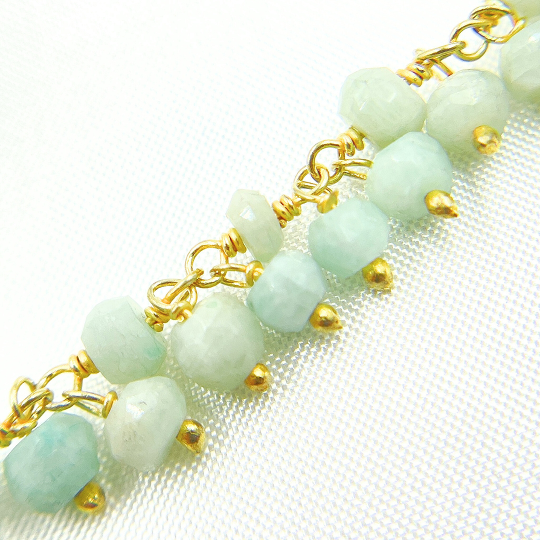 Amazonite Cluster Dangle Gold Plated Wire Chain. AMZ23