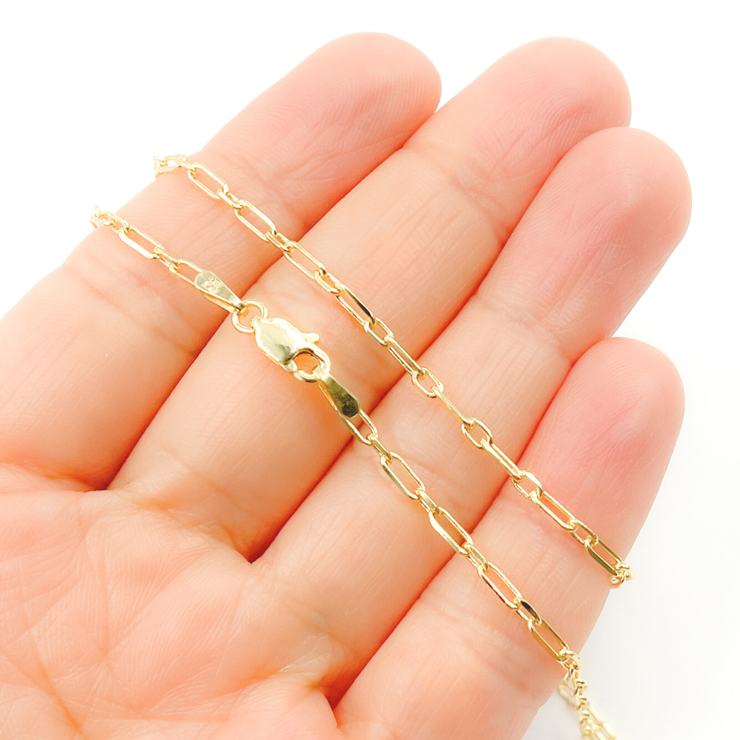 06014559FD. 14K Solid Gold Paperclip Long & Short Link Chain