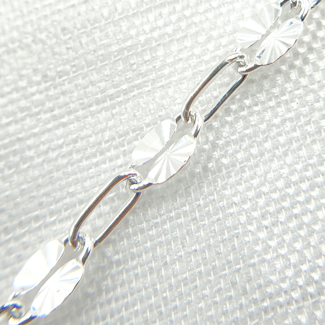 Z94SS. Sterling Silver Diamond Cut Marina & Smooth Oval Link Chain