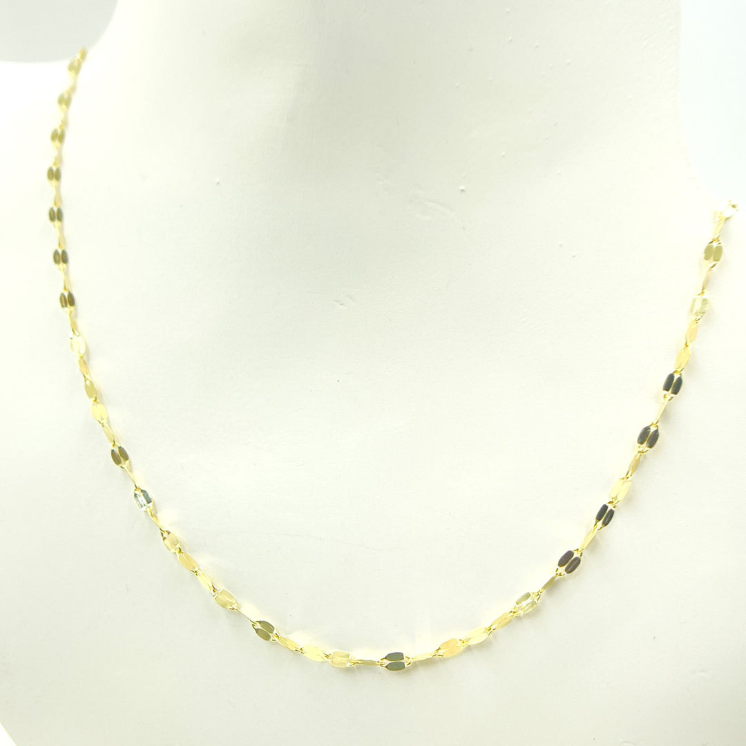 035FV10. 14K Solid Yellow Flat Marina Link Chain