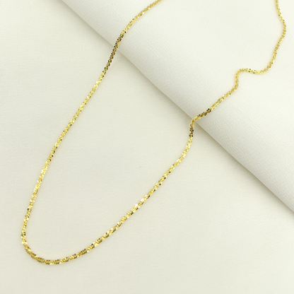 14K Solid Gold Glitter Margarita Rock Chain