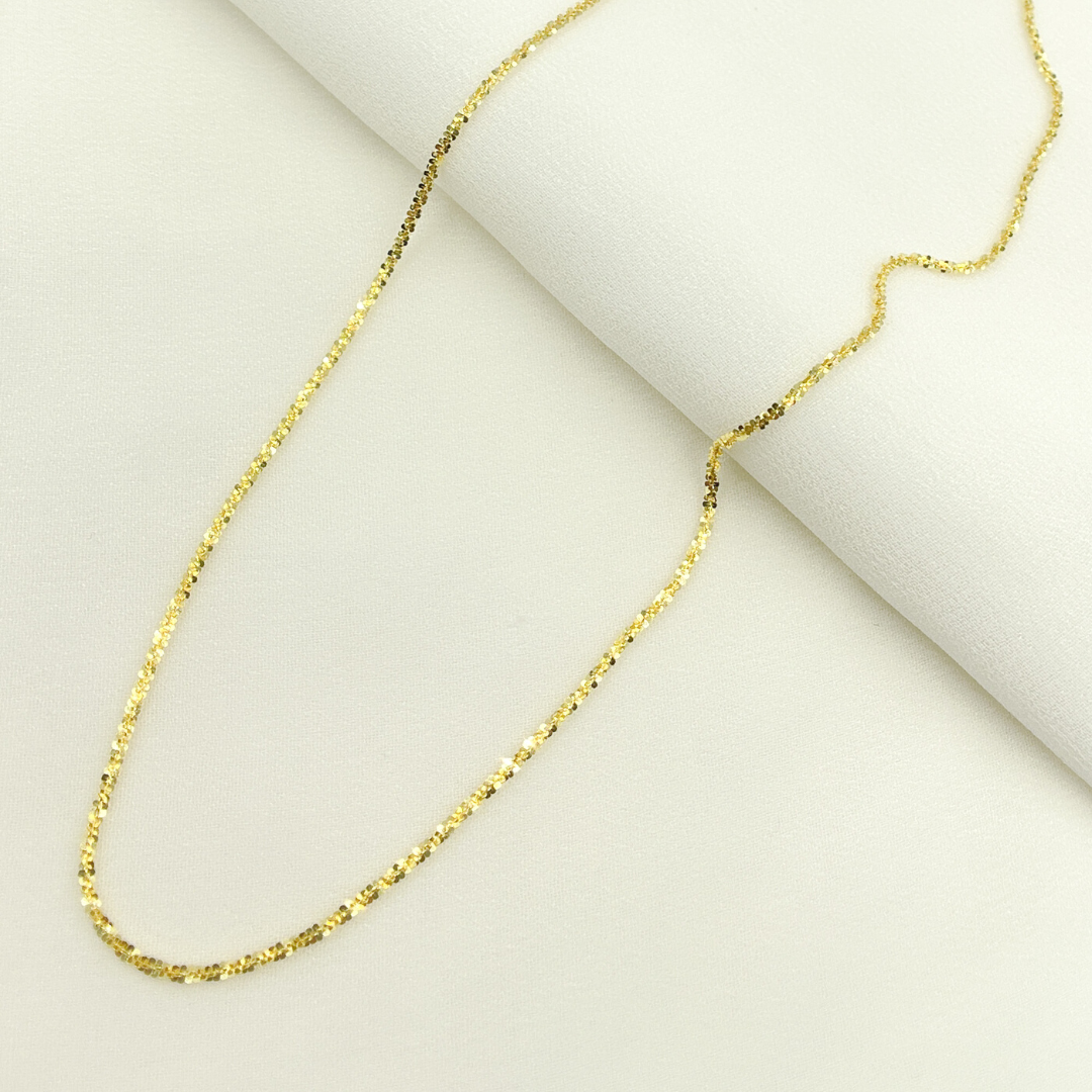 025RNBFR0. 14K Solid Gold Glitter Margarita Rock Chain