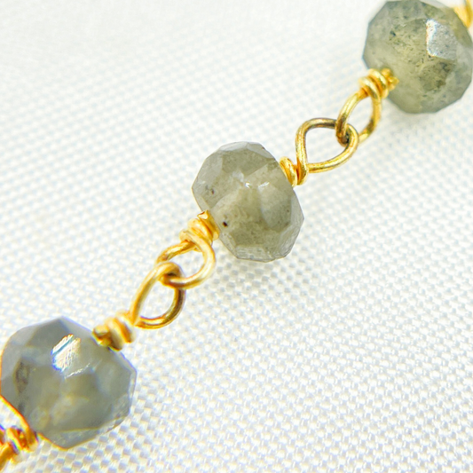 Smoky Quartz Gold Plated Wire Chain.