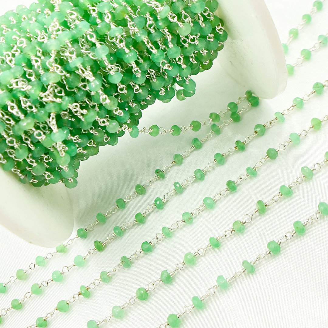 Chrysoprase Sterling Silver Wire Chain