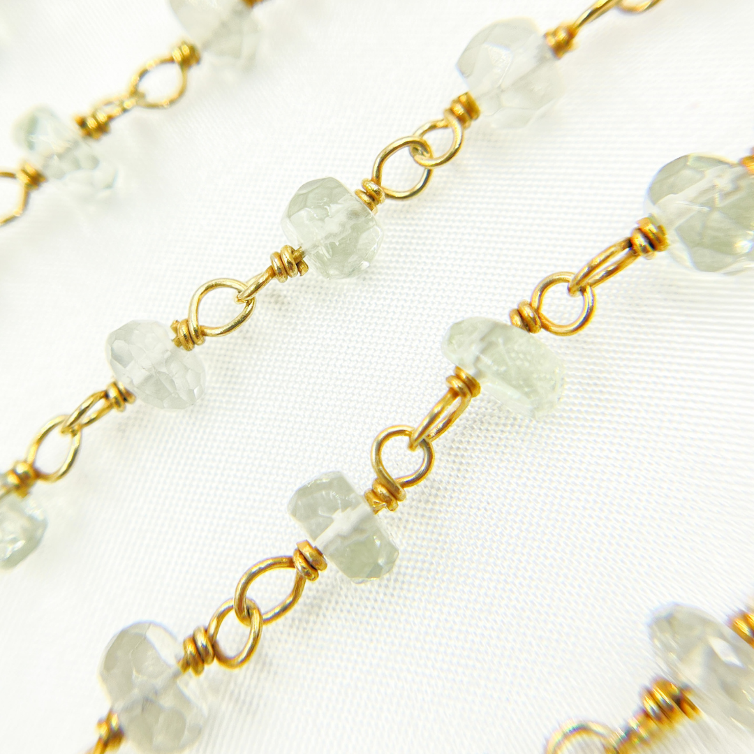 Green Amethyst Gold Plated Wire Chain.