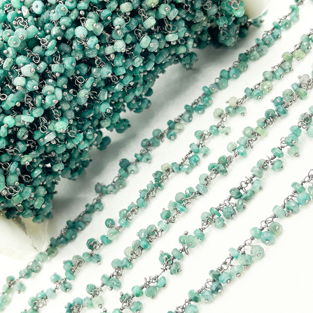 Emerald Cluster Dangle 3.5mm Oxidized Wire Chain.