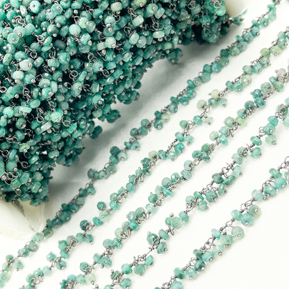 Emerald Cluster Dangle 3.5mm Oxidized Wire Chain.