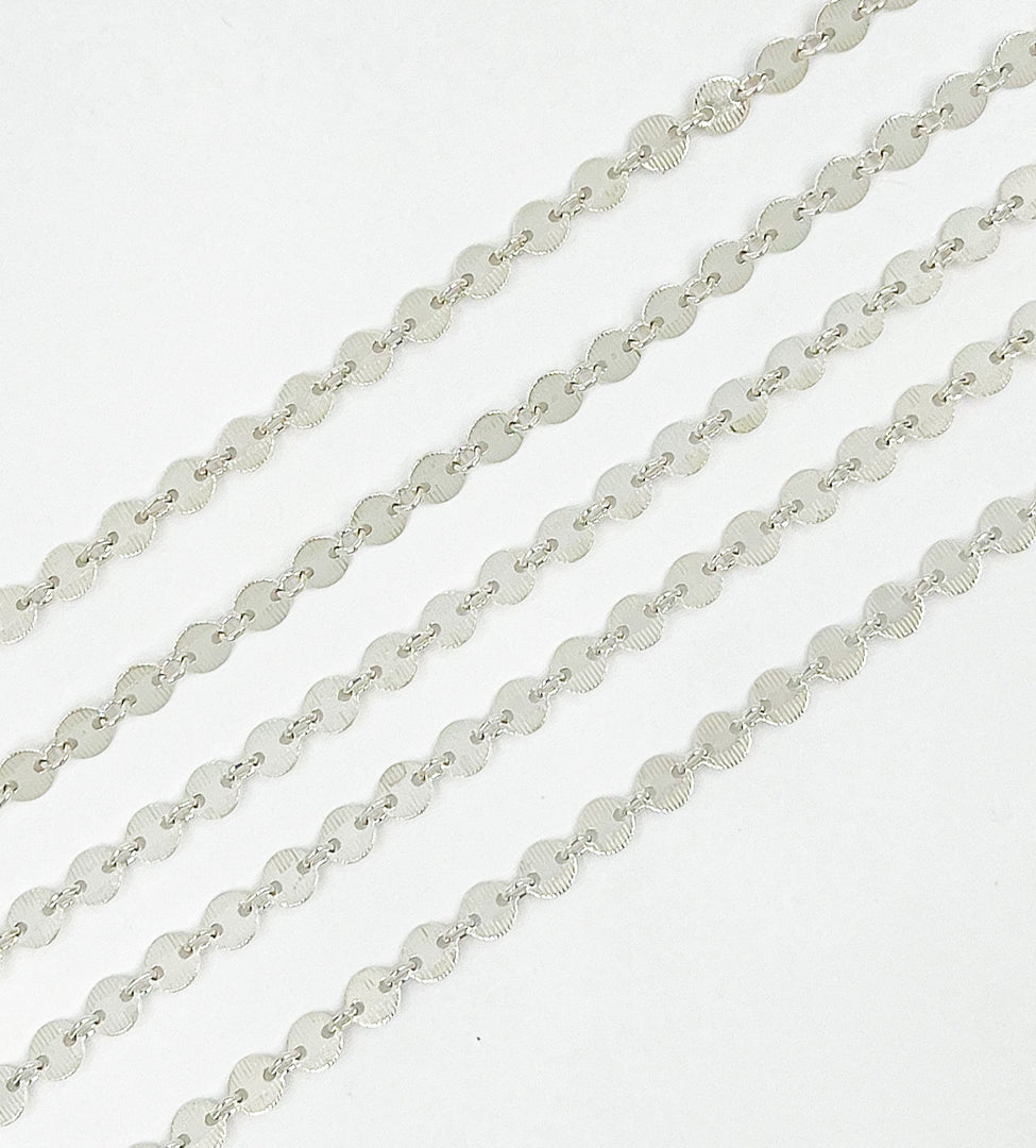 925 Sterling Silver Textured Disc Chain. 957LSS