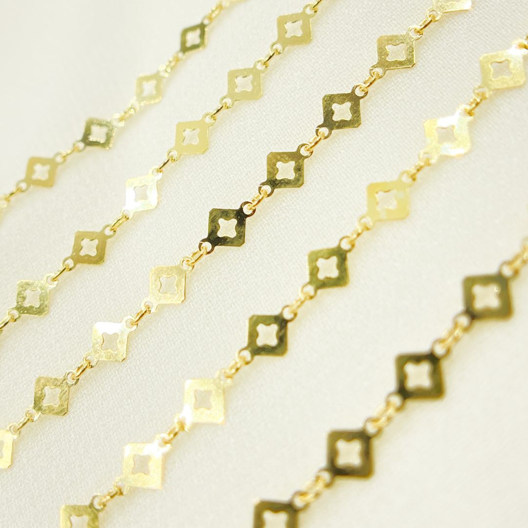 Gold Plated 925 Sterling Silver Flat Rhomb Link Chain. V18GP