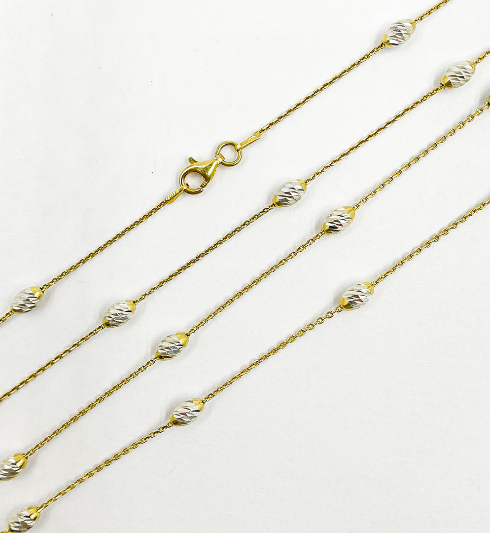 925 Sterling Silver 4x1.25 mm Satellite Gold Plated. 9Necklace