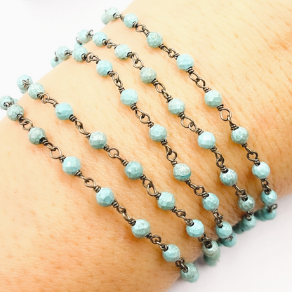Turquoise Black Rhodium 925 Sterling Silver Wire Chain