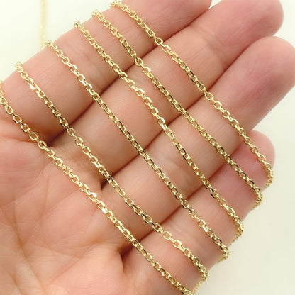 14K Solid Gold Diamond Cut Cable Link Unfinished Chain
