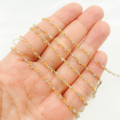 Coated Labradorite Wire Wrap Chain