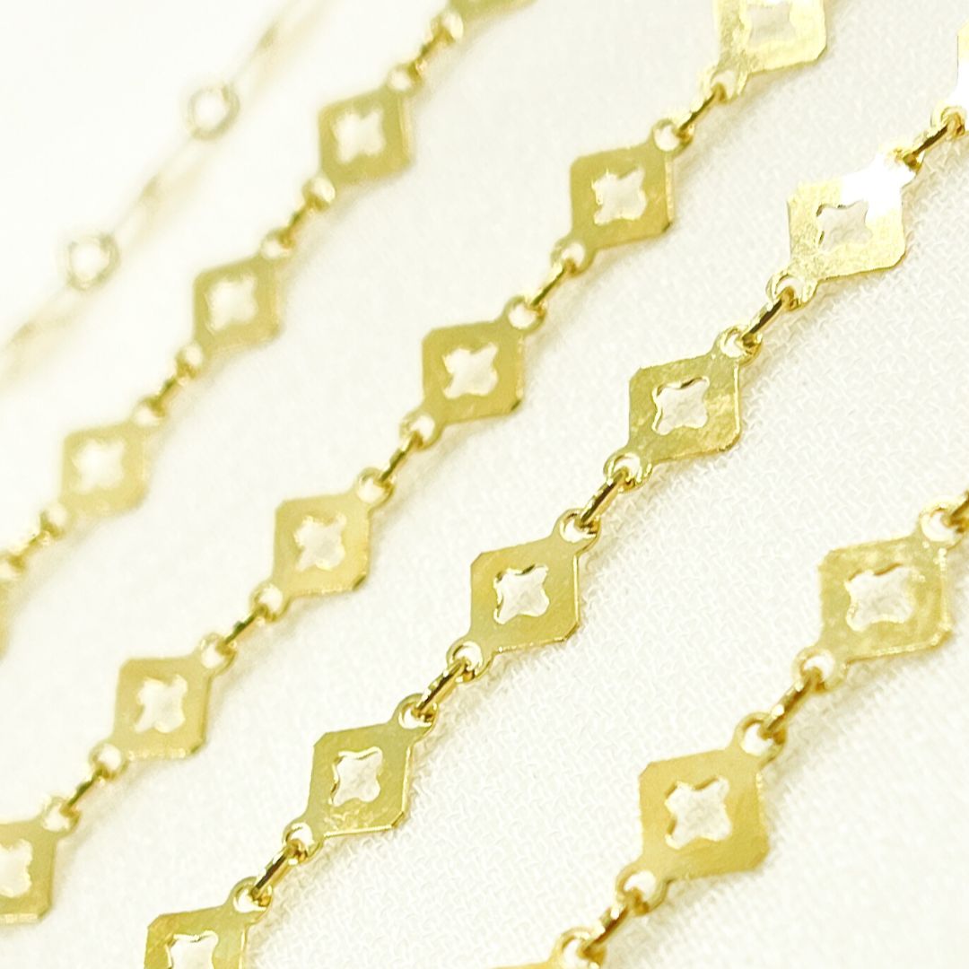 Gold Plated 925 Sterling Silver Flat Rhomb Link Chain. V18GP