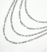 Load image into Gallery viewer, Oxidized 925 Sterling Silver Paper Clip Oval Link 15x6mm Chain. V11OX
