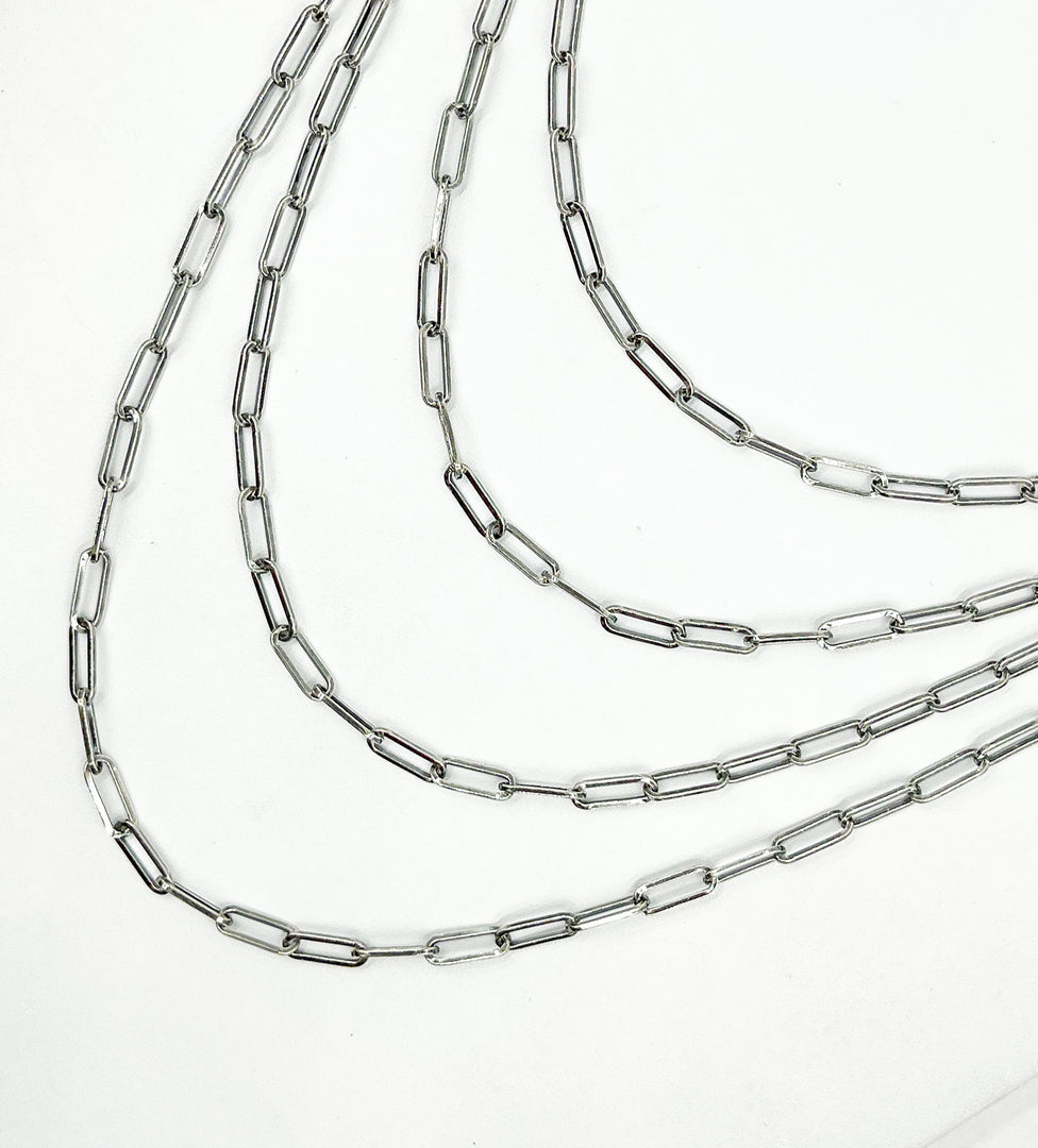 Oxidized 925 Sterling Silver Paper Clip Oval Link 15x6mm Chain. V11OX