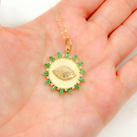 Load image into Gallery viewer, 14K Solid Gold Diamond Evil Eye Charm with Gemstones. GDP635
