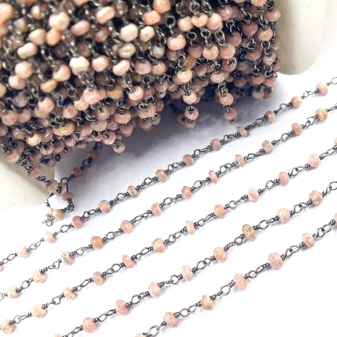 Rhodochrosite Wire Wrap Chain