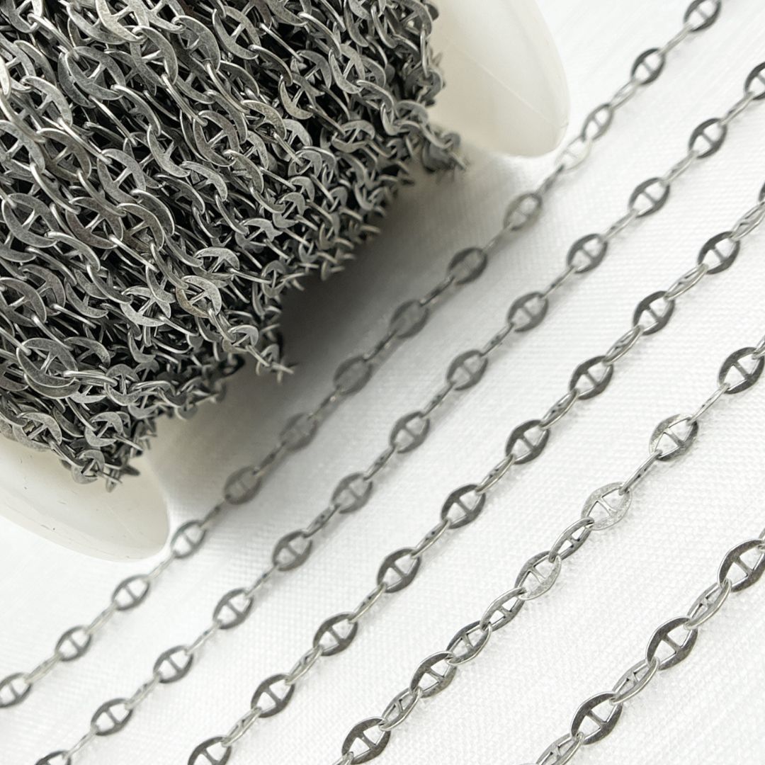 Oxidized 925 Sterling Silver Marina Chain. Z51OX