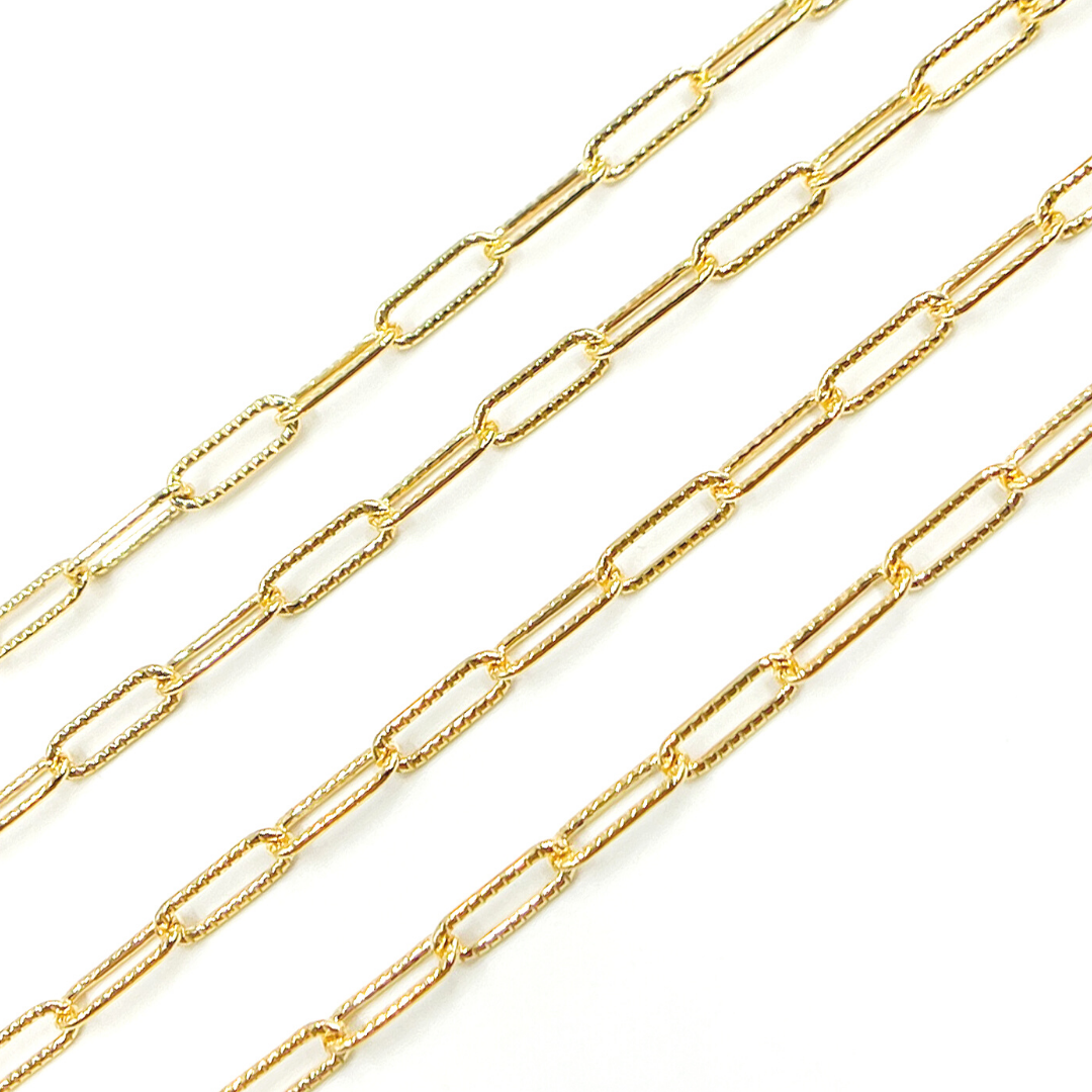 2903LGF. 14K Gold Filled Hammered Paperclip Chain