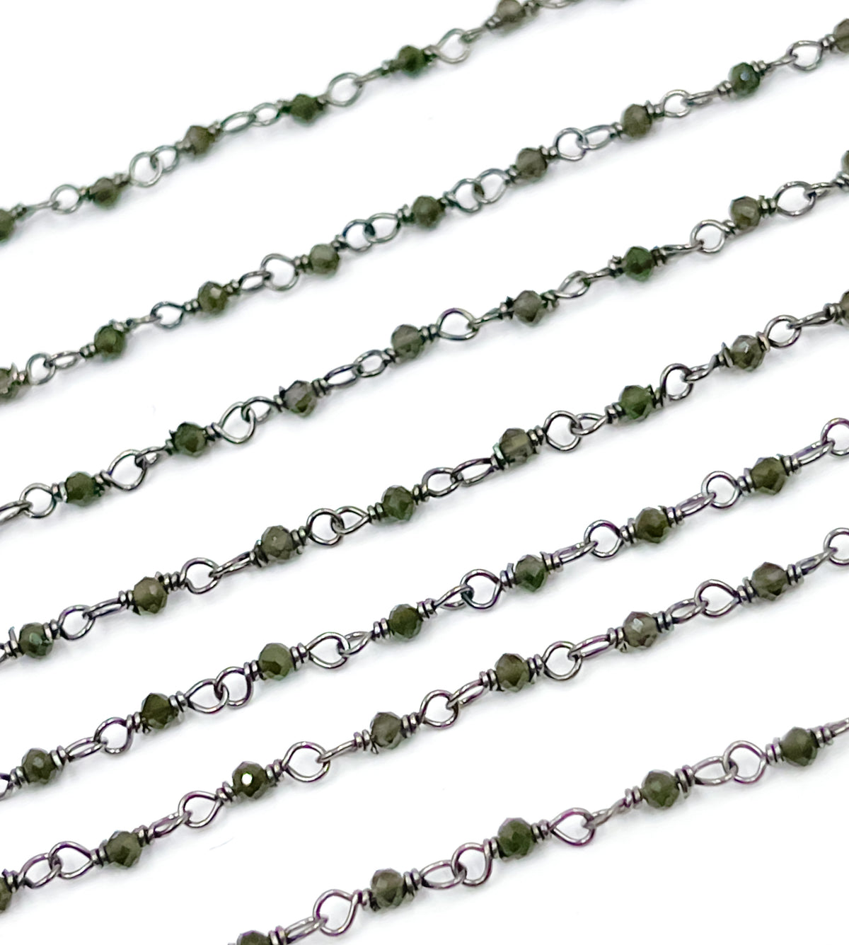 Black Moonstone Wire Wrap Chain