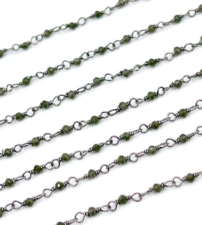 Black Moonstone Wire Wrap Chain
