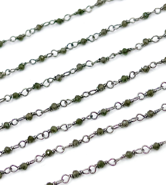 Black Moonstone Wire Wrap Chain