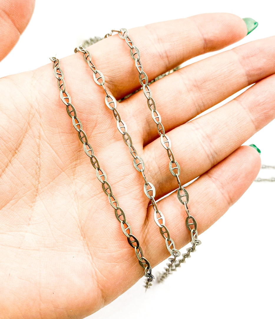 Oxidized 925 Sterling Silver Marina Chain. Z51OX