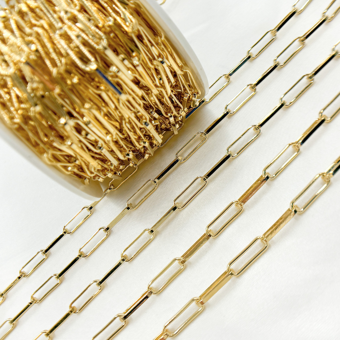 Gold Plated 925 Sterling Silver Flat Paperclip Chain. V124GP