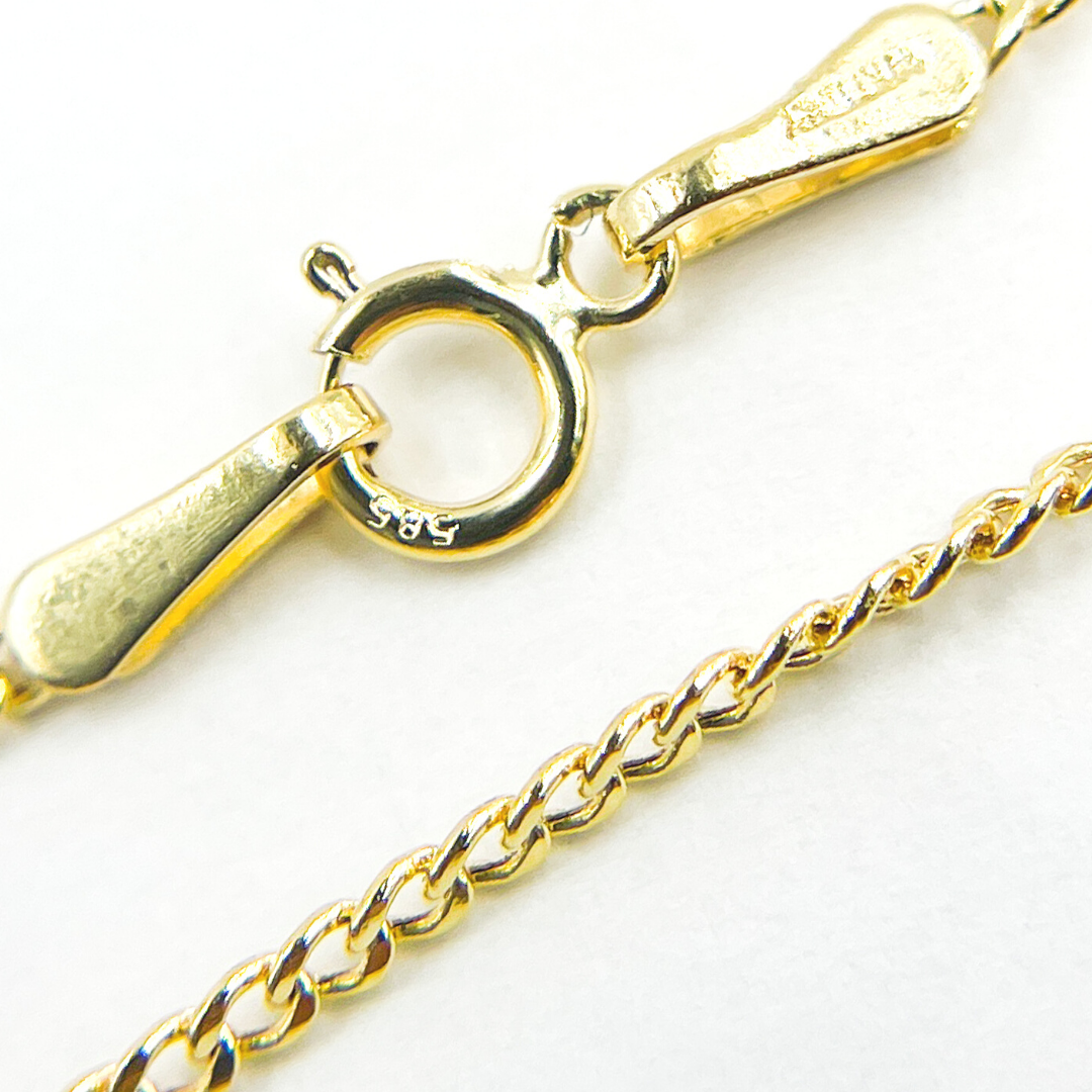 14K Solid Gold Flat Curb Necklace