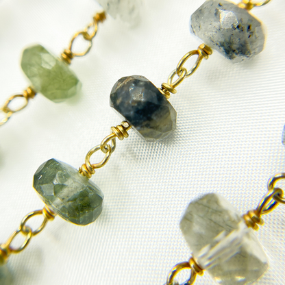 Green Rutile Gold Plated Wire Chain.