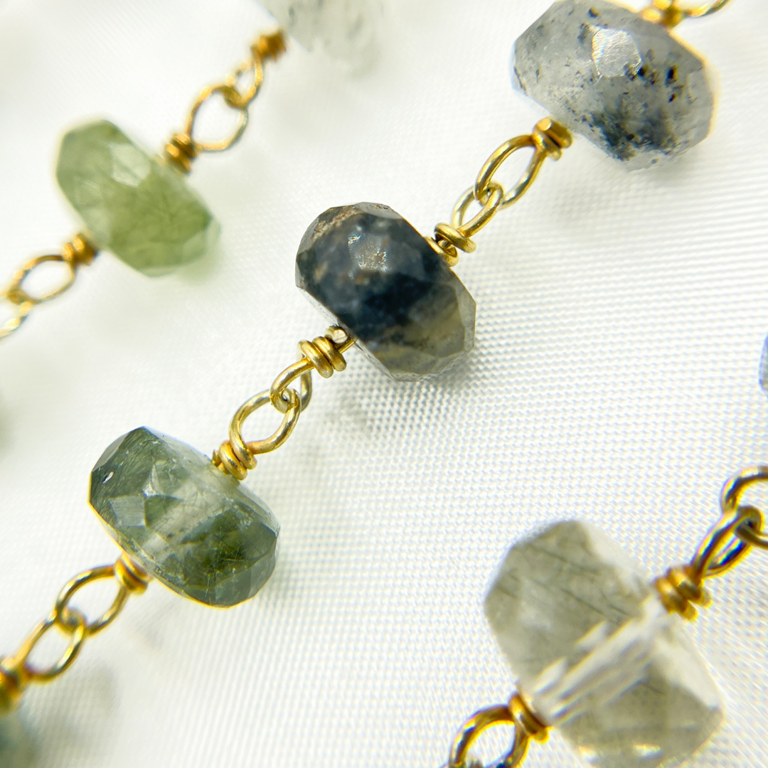 Green Rutile Gold Plated Wire Chain. GRU10