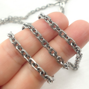 Oxidized 925 Sterling SilverDiamond Cut Oval Link Chain