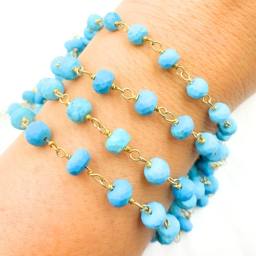 Turquoise Gold Plated Wire Chain