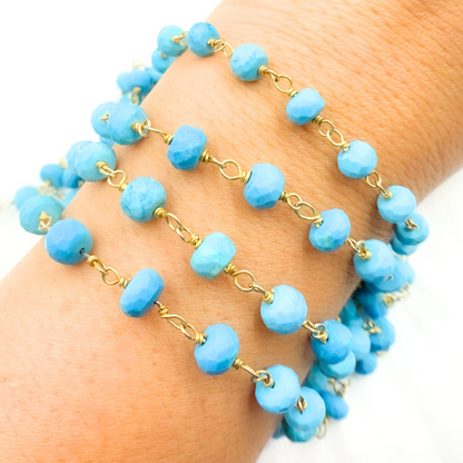Turquoise Gold Plated Wire Chain