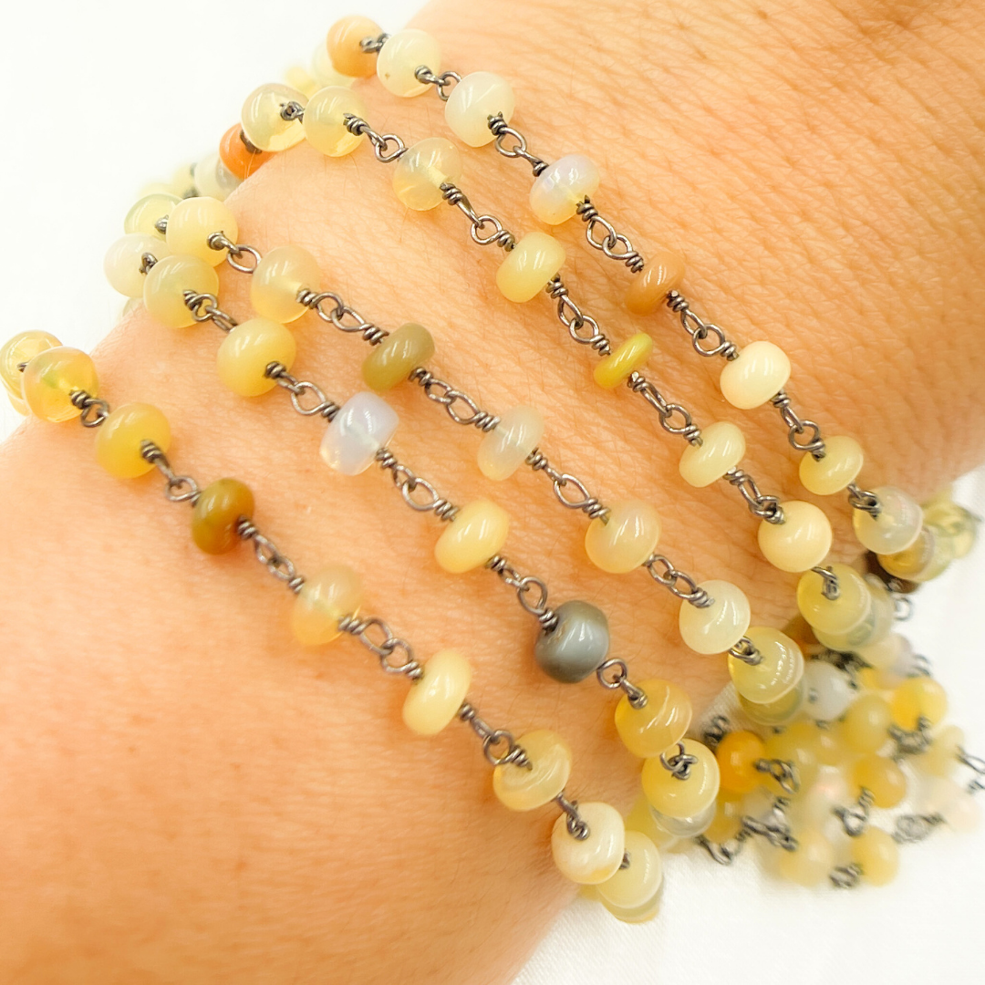 Ethiopian Opal Oxidized Wire Chain