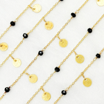 Load image into Gallery viewer, Black Spinel and Dangle Disc Gold Plated Wire Chain. BSP34
