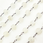 Load image into Gallery viewer, White Moonstone Round Shape Oxidized Wire Chain. WMS31
