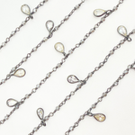 Load image into Gallery viewer, Coated Labradorite &amp; CZ Dangle Oxidized Wire Chain. CLB60
