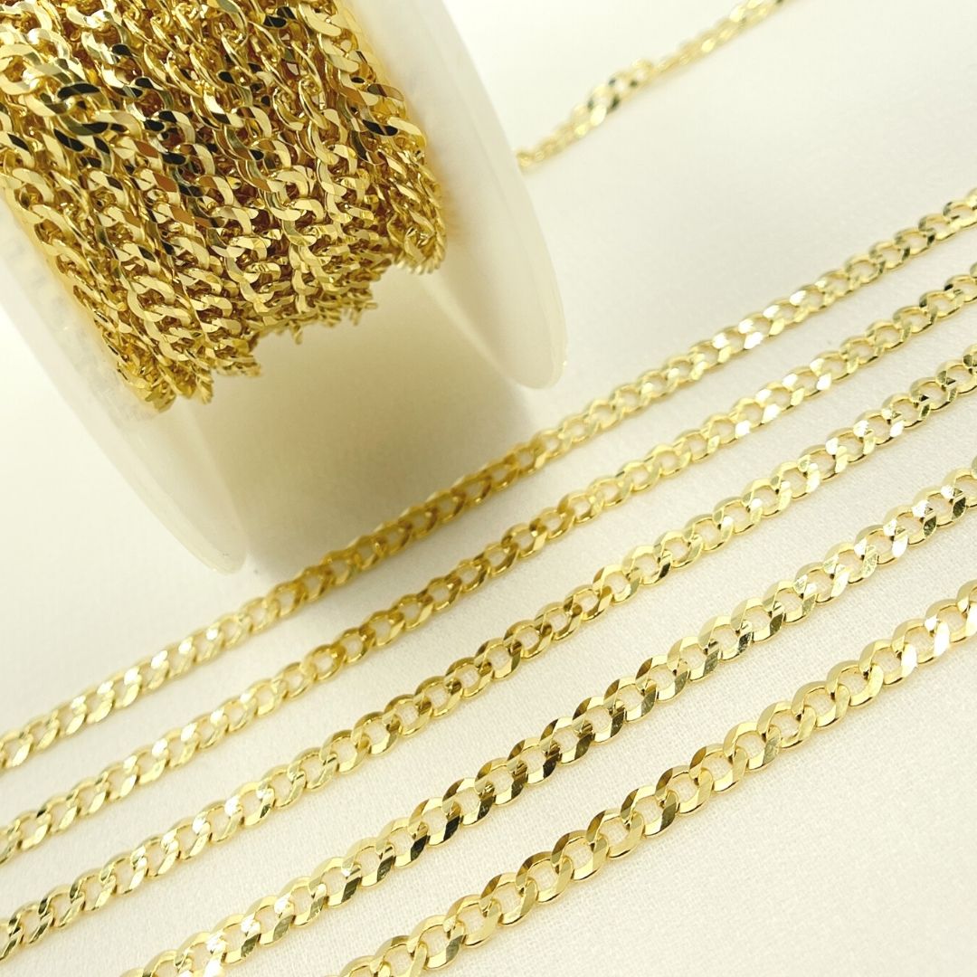 080R13FG1T2A9L001byFt. 14K Solid Gold Flat Cuban Links Chain