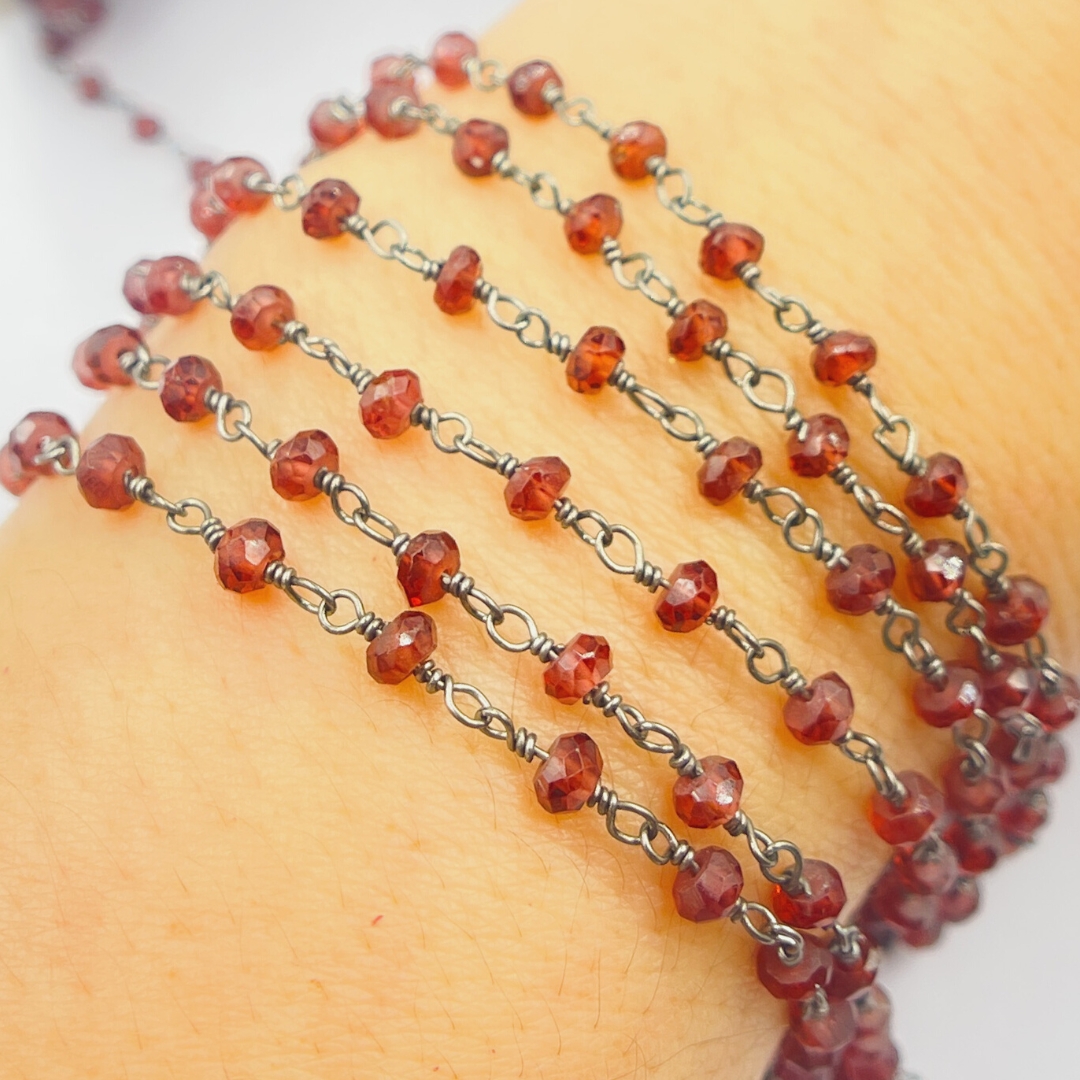Garnet Gemstone Wire Wrap Chain