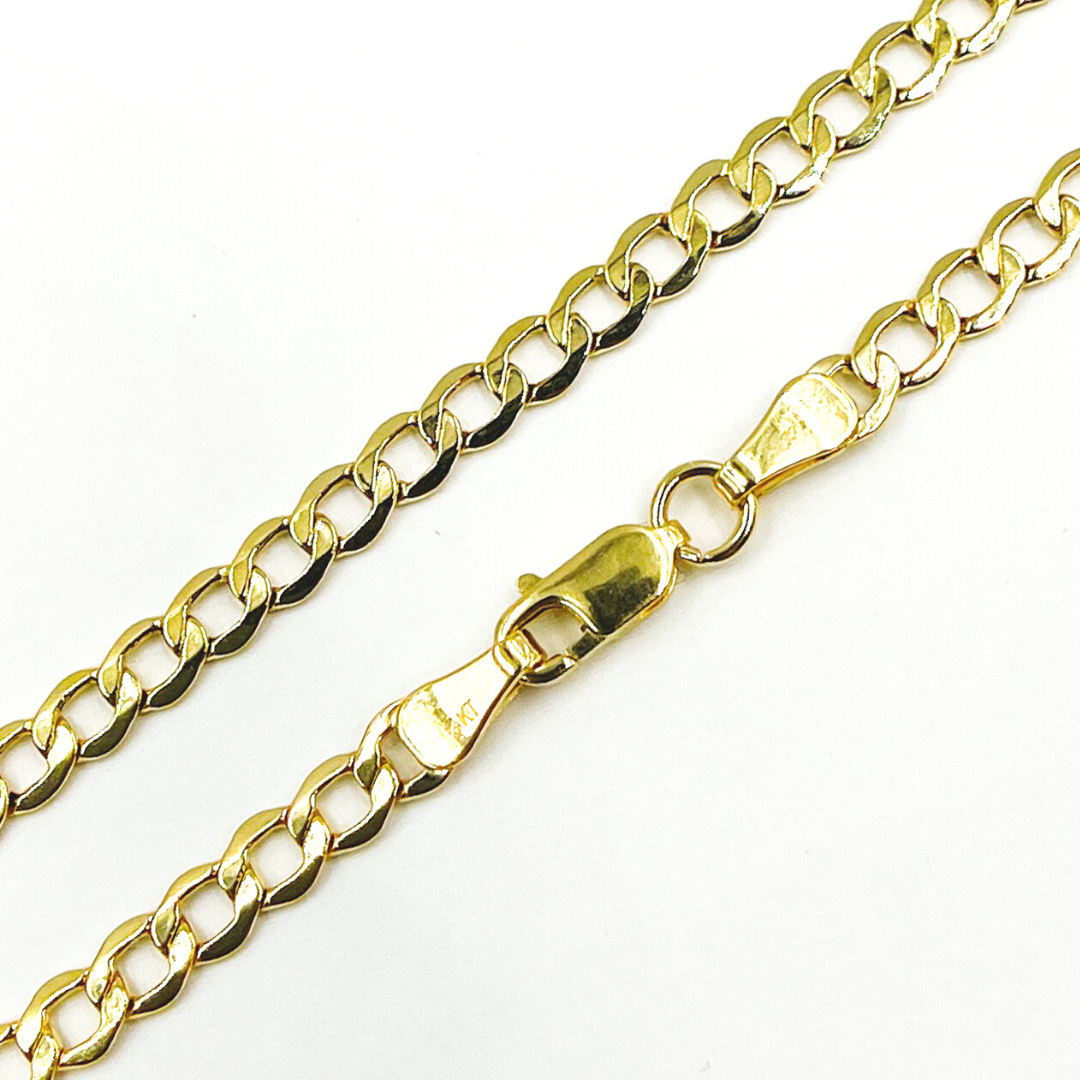 14K Solid Gold Flat Curb Necklace. 030GBL3