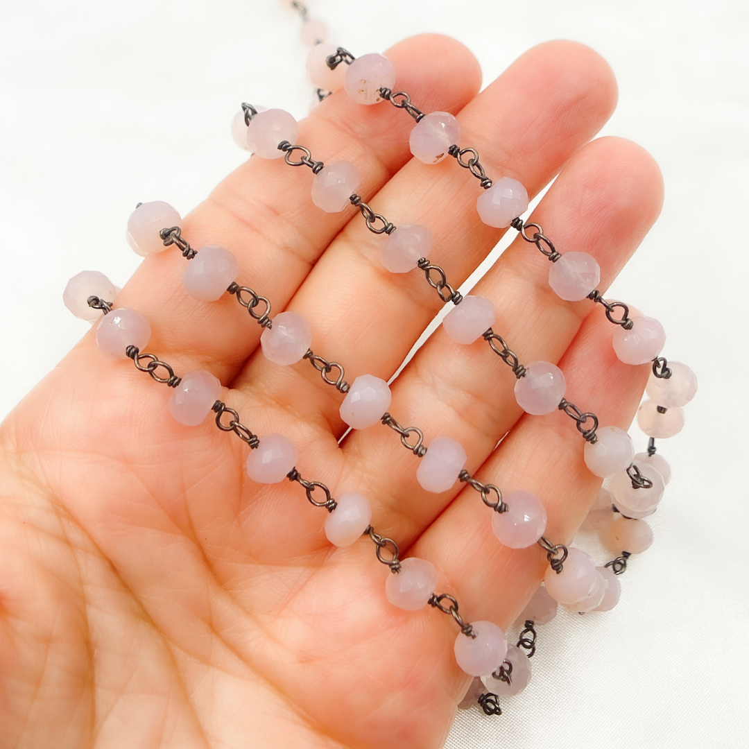 Rose Chalcedony Oxidized  Wire Chain.