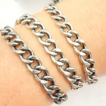 Load image into Gallery viewer, Oxidized Sterling Silver Hollow Curb Link Chain
