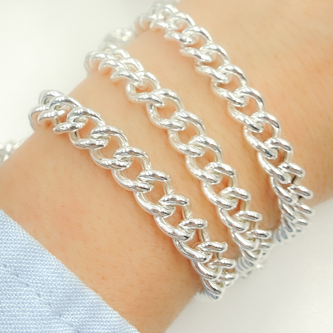 925 Sterling Silver Smooth Curb Link Chain. Y5SS